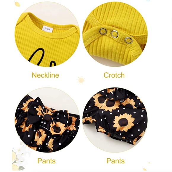 NEW Adorable Baby Girl's Romper Set Size 3-6 Months (3 Pieces) - Picture 4 of 5